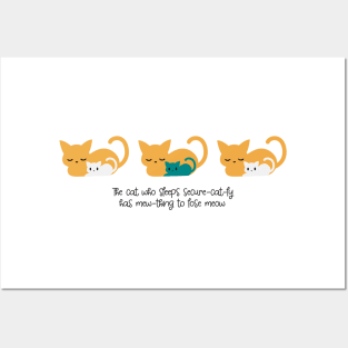 Cute Sleeping Cat Pattern and Quotes III Posters and Art